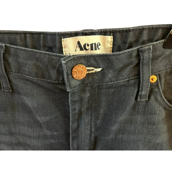 Acne Womens Kex Thunder Dark Blue Stretch Classic Slim Fit Jeans 30 x 32 Zipper - Picture 2 of 6